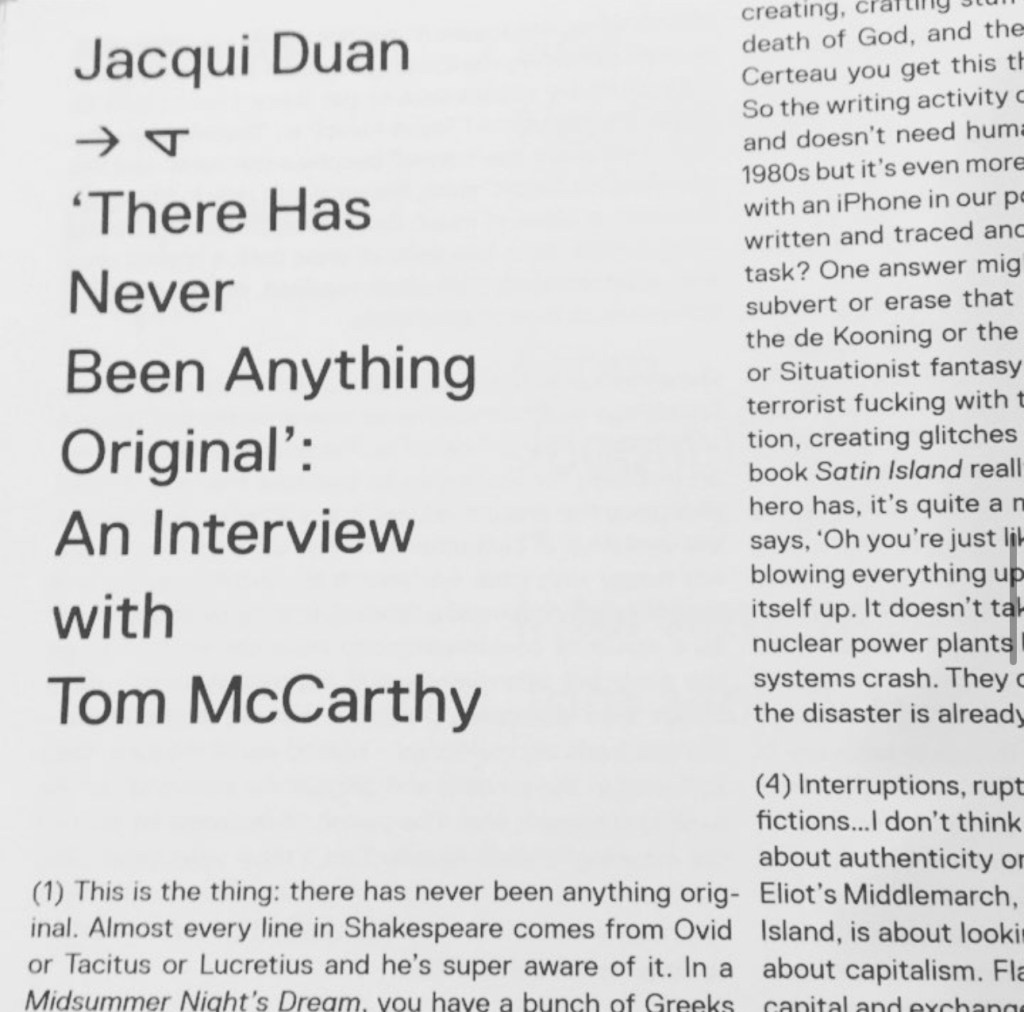 ‘There Has Never Been Anything Original’: An Interview with Tom McCarthy